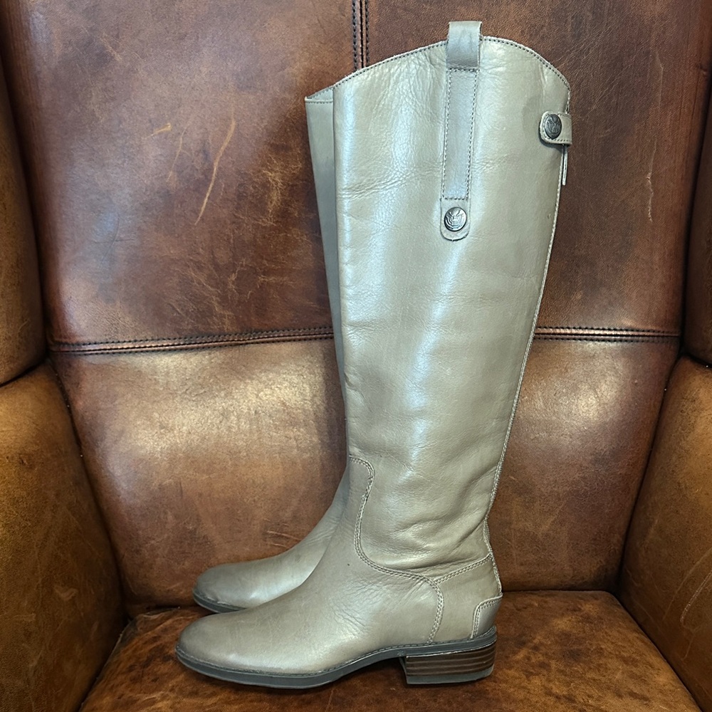 Sam Edelman Taupe Leather Tall Boots Women’s 5 - Picture 4 of 9
